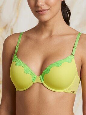 Victoria’s Secret Plunge Padded Mesh & Lace Push-up Underwire Bra 36B